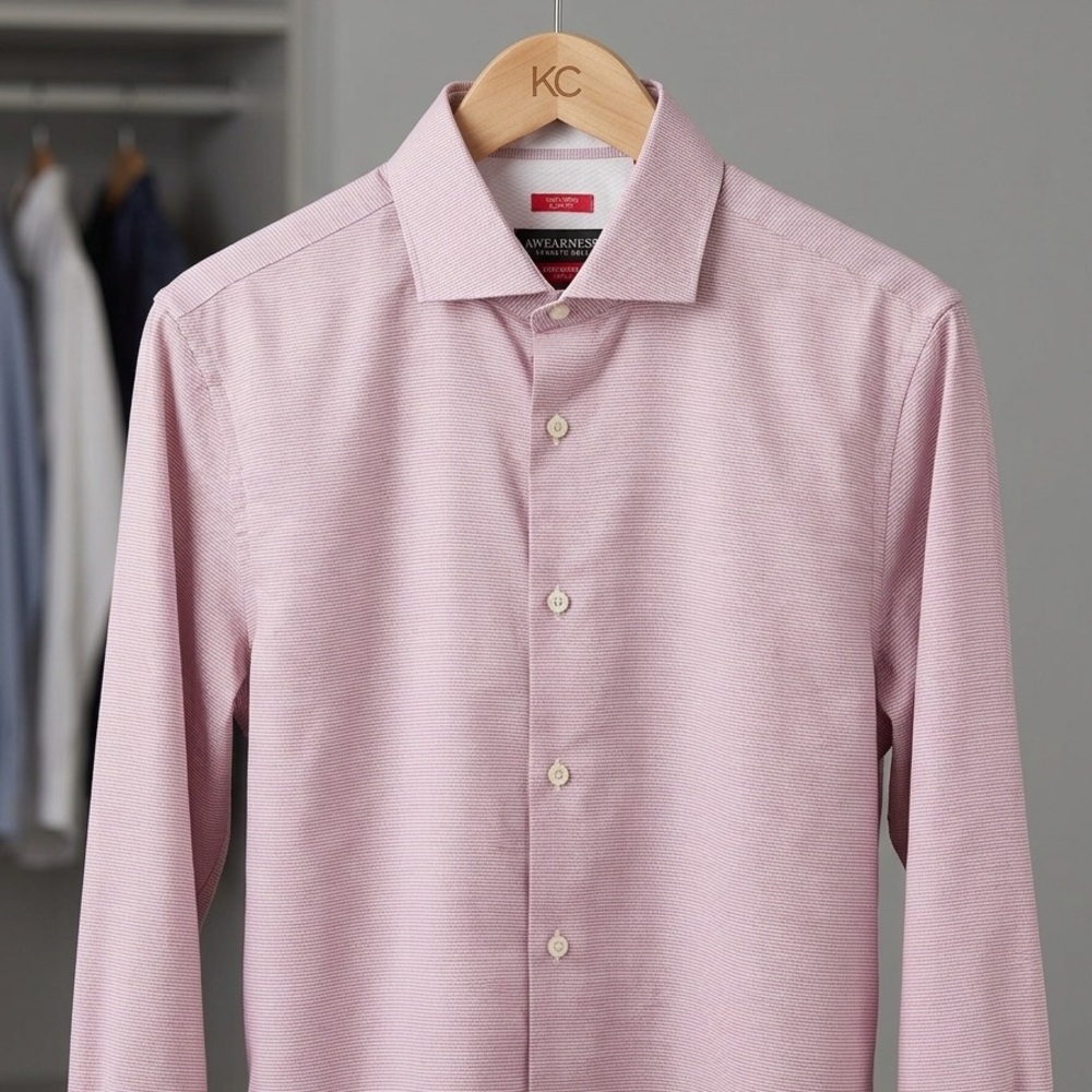 Kenneth Cole Men’s Dress Shirt in Dusty Pink Textured Weave